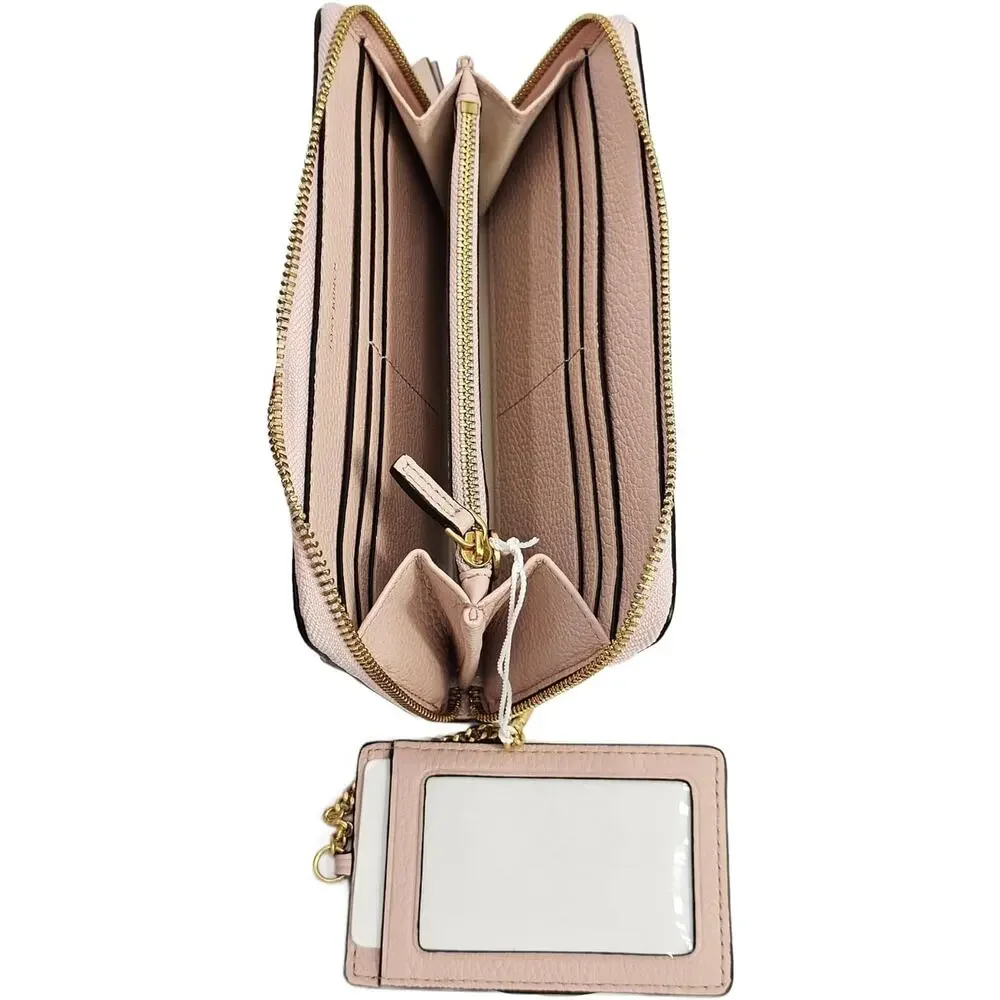 NEW Tory Burch Britten Shell Pink | Gold Hardware Leather Zip Continental Wallet